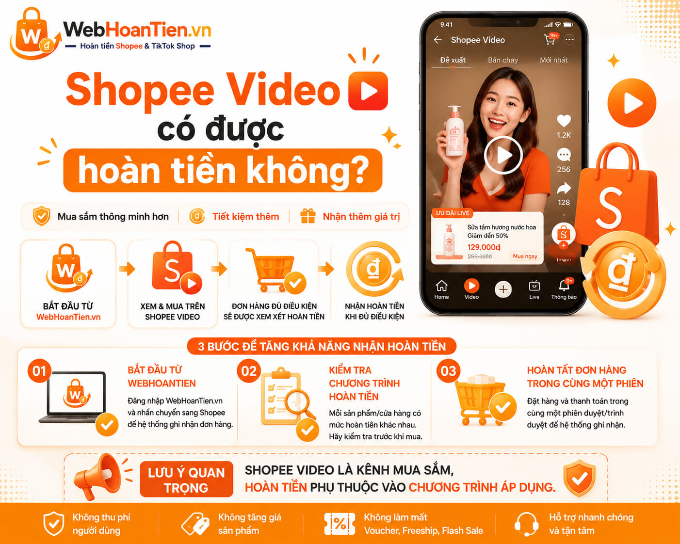 Mua hàng qua Shopee Video có được hoàn tiền qua WebHoanTien không?