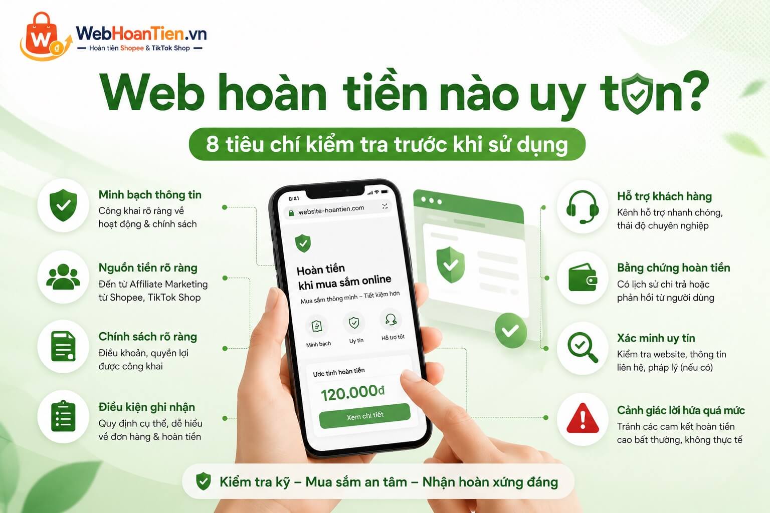 Web hoàn tiền nào uy tín? 8 tiêu chí giúp bạn tự kiểm tra trước khi sử dụng