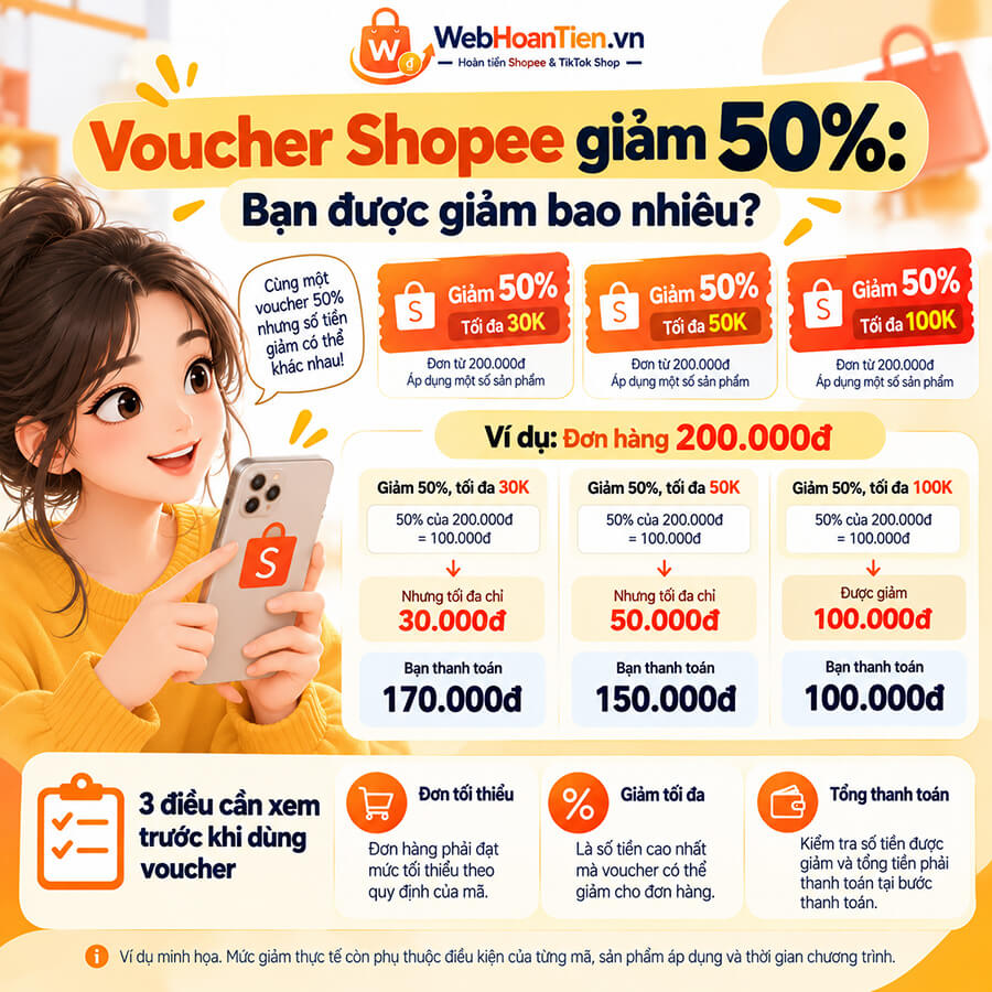 Voucher Shopee giảm tối đa 30K, 50K, 100K nghĩa là gì?